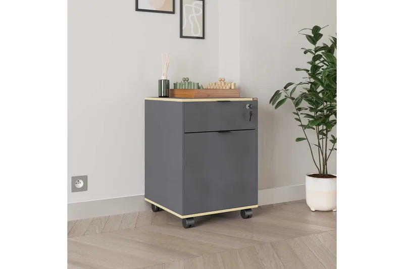 Flerfunktionsskåp Noriorsteadra Antracit / Ek - Gråfärgat trä/Antracit - Förvaring - Förvaringsmöbler - Byrå - Hurtsar