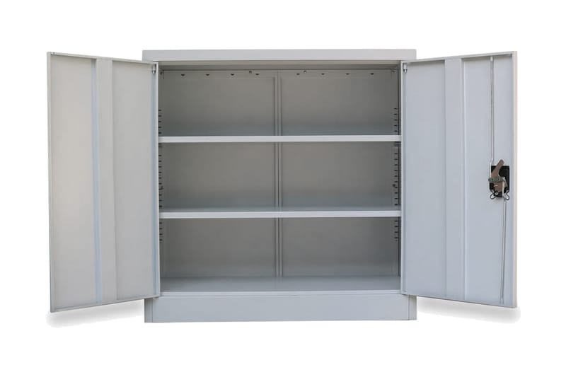 Kontorsskåp 2 dörrar 90 cm stål - Grå - Dokumentskåp - Kontorsmöbler
