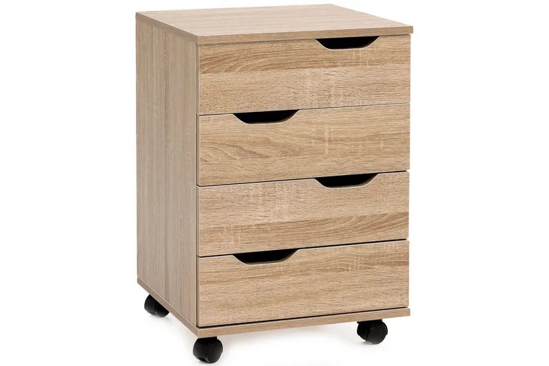 Rullkontejner Wohnling 4 lådor i foliebelagd spånskiva med hjul, modern, undefined