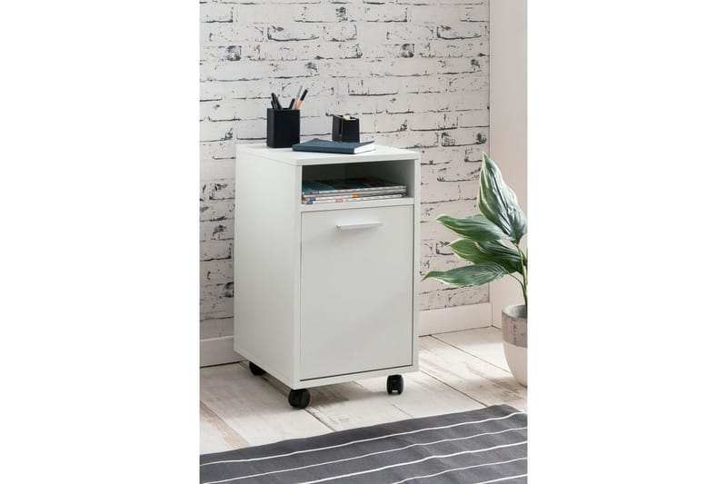 Rullkontejner Wohnling förvaringsbricka, 1 dörr, folierad spånskiva med hjul, modern stil Vit - Vit - Förvaring - Förvaringsmöbler - Byrå - Hurtsar