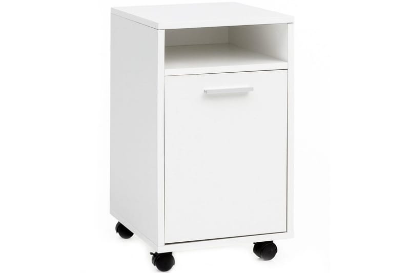 Rullkontejner Wohnling förvaringsbricka, 1 dörr, folierad spånskiva med hjul, modern stil Vit, Vit