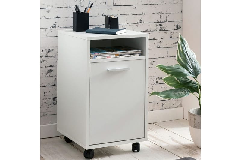 Rullkontejner Wohnling förvaringsbricka, 1 dörr, folierad spånskiva med hjul, modern stil Vit - Vit - Förvaring - Förvaringsmöbler - Byrå - Hurtsar