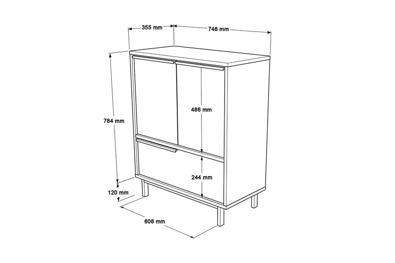 Liyakat Highboard - Ek/Valnöt - Förvaring - Skåp - Förvaringsskåp