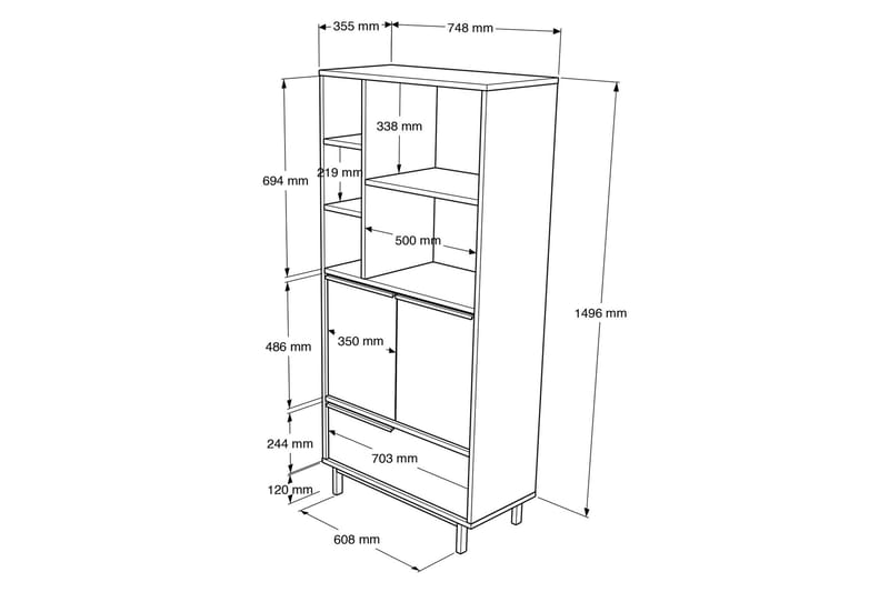 Liyakat Highboard - Valnöt - Förvaring - Skåp - Förvaringsskåp