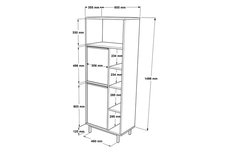 Liyakat Highboard - Vit - Förvaringsskåp