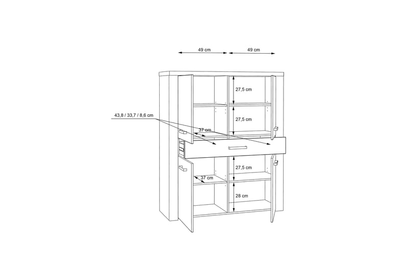 Loannia Highboard 42x117 cm - Brun - Förvaring - Skåp - Förvaringsskåp