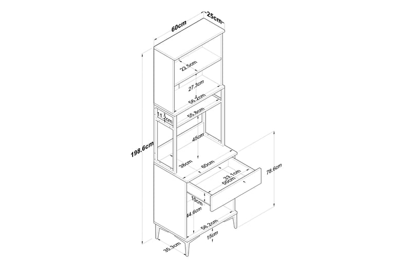 Manorma Highboard - Vit - Förvaringsskåp