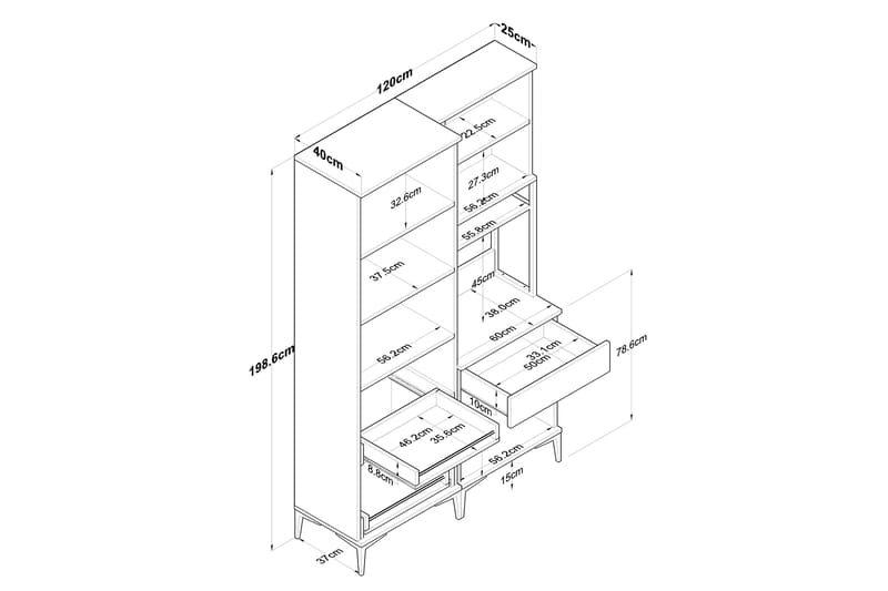 Manorma Highboard - Vit - Förvaringsskåp