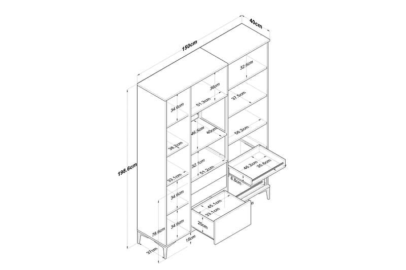 Manorma Highboard - Vit - Förvaringsskåp