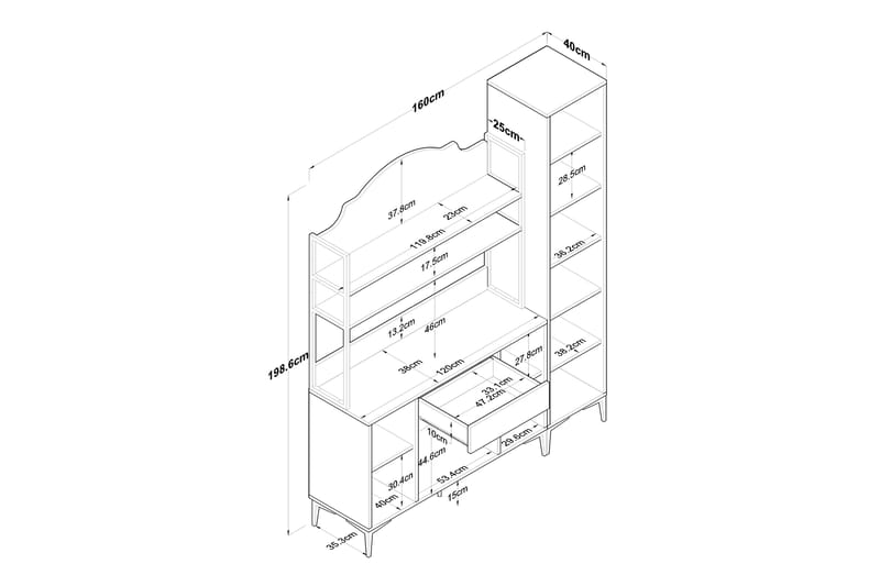 Manorma Highboard - Vit - Förvaringsskåp