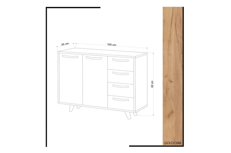 Mod Skänk 100 cm i Mörkt Trä - Vit|Brun - Förvaring - Förvaringsmöbler - Sideboard & skänk