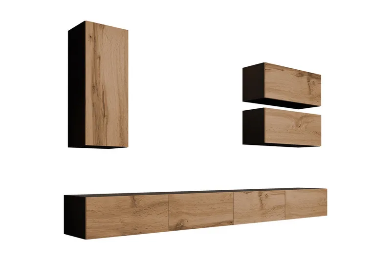 Narbonne Väggenhet 280 cm - Natur/Svart - Möbler - Tv möbel & mediamöbel - TV-möbelset