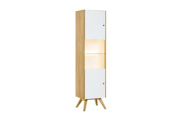 Nature Vitrinskåp 40 cm djup 50,5 cm bred 207,5 cm hög Trä Ek Glas - Vit/Trä/natur - Förvaring - Skåp - Vitrinskåp