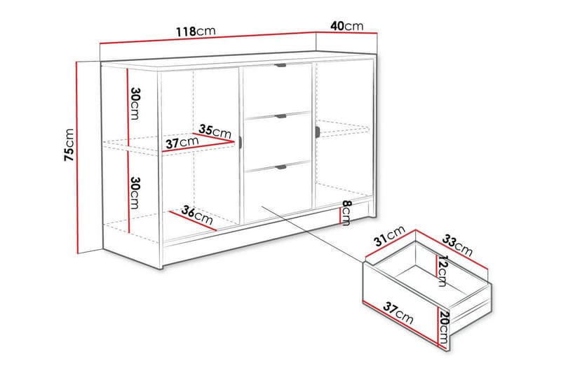 Novaj Highboard - Svart - Förvaringsskåp