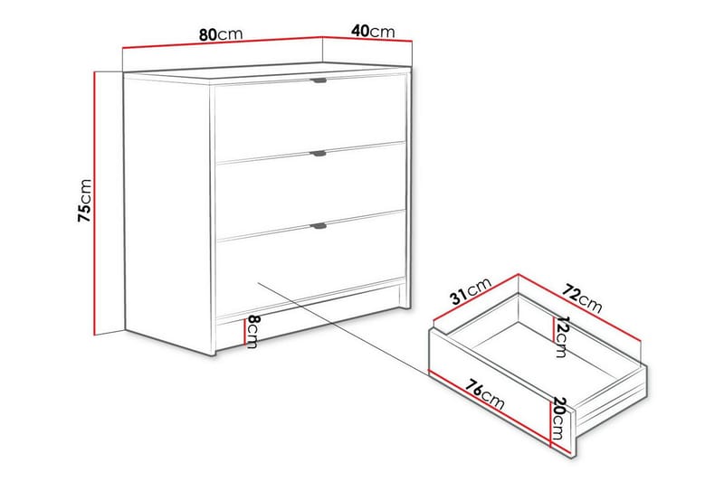 Novaj Highboard - Vit - Förvaringsskåp