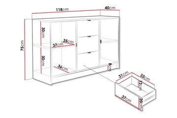 Novaj Highboard - Vit - Förvaring - Skåp - Förvaringsskåp