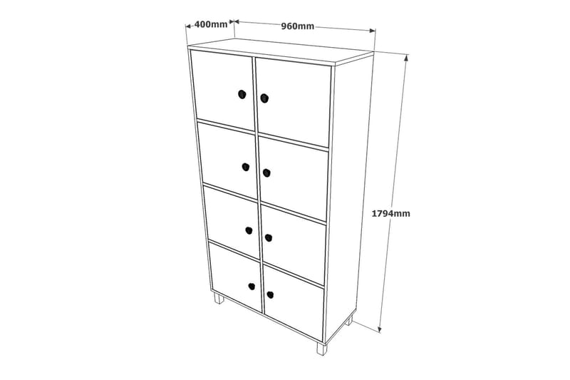 Numandro Highboard 40x96 cm - Teak/Antracit - Förvaring - Skåp - Förvaringsskåp