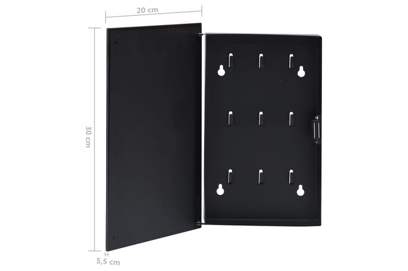 Nyckelskåp med magnetisk tavla svart 30x20x5,5 cm - Svart - Förvaring - Skåp - Förvaringsskåp - Nyckelskåp