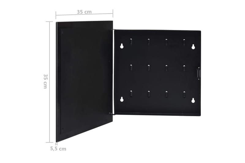 Nyckelskåp med magnetisk tavla svart 35x35x5,5 cm - Svart - Förvaring - Skåp - Förvaringsskåp - Nyckelskåp