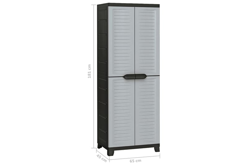 Plastskåp 65x45x181 cm - Grå - Förvaring - Skåp - Förvaringsskåp
