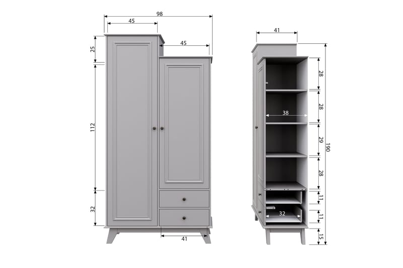 Portsea Förvaringsskåp 98x190 cm - Offwhite - Förvaring - Skåp - Förvaringsskåp