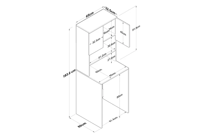 Ramdev Highboard - Valnöt/Antracit - Hus & renovering - Kök & bad - Badrum - Badrumsmöbler & badrumsinredning - Tvättställsskåp & kommod