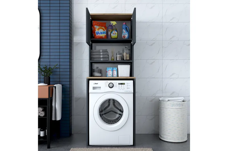 Ramdev Highboard - Valnöt/Antracit - Hus & renovering - Kök & bad - Badrum - Badrumsmöbler & badrumsinredning - Tvättställsskåp & kommod