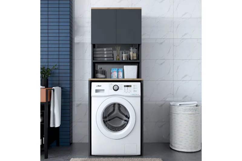 Ramdev Highboard - Valnöt/Antracit - Hus & renovering - Kök & bad - Badrum - Badrumsmöbler & badrumsinredning - Tvättställsskåp & kommod