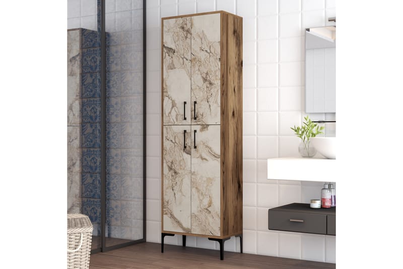 Retzow Highboard 60x35 cm - Brun/Vit - Förvaringsskåp