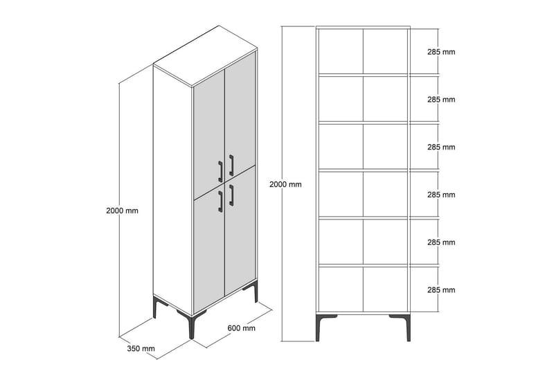 Retzow Highboard 60x35 cm - Brun/Vit - Förvaring - Skåp - Förvaringsskåp