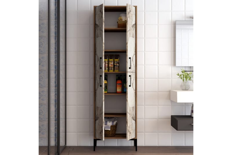 Retzow Highboard 60x35 cm - Brun/Vit - Förvaring - Skåp - Förvaringsskåp