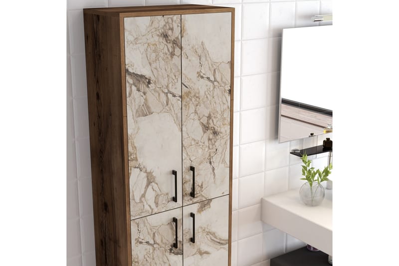 Retzow Highboard 60x35 cm - Brun/Vit - Förvaring - Skåp - Förvaringsskåp