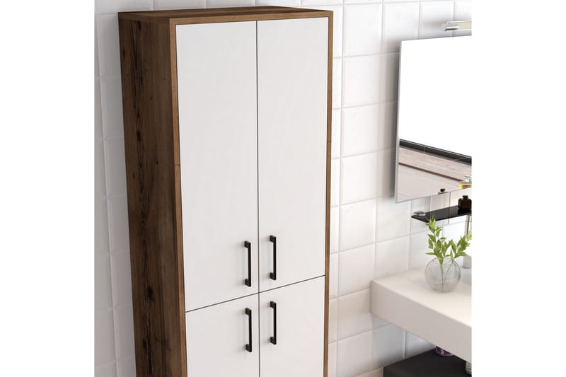 Retzow Highboard 60x35 cm - Mörkbrun/Vit - Förvaringsskåp