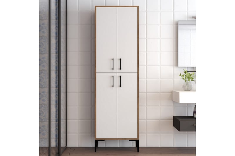 Retzow Highboard 60x35 cm - Mörkbrun/Vit - Förvaringsskåp