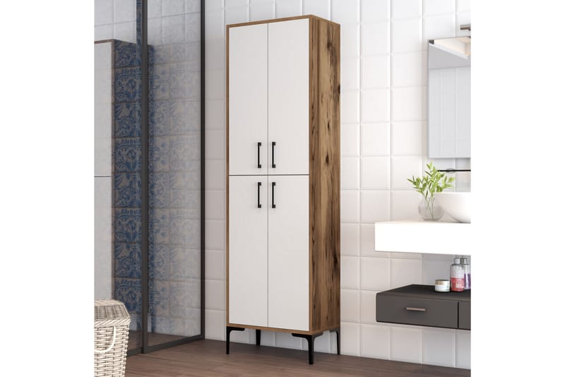 Retzow Highboard 60x35 cm - Mörkbrun/Vit - Förvaringsskåp