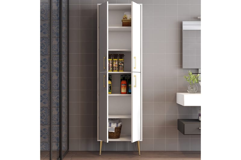 Retzow Highboard - Guld/Vit - Förvaringsskåp