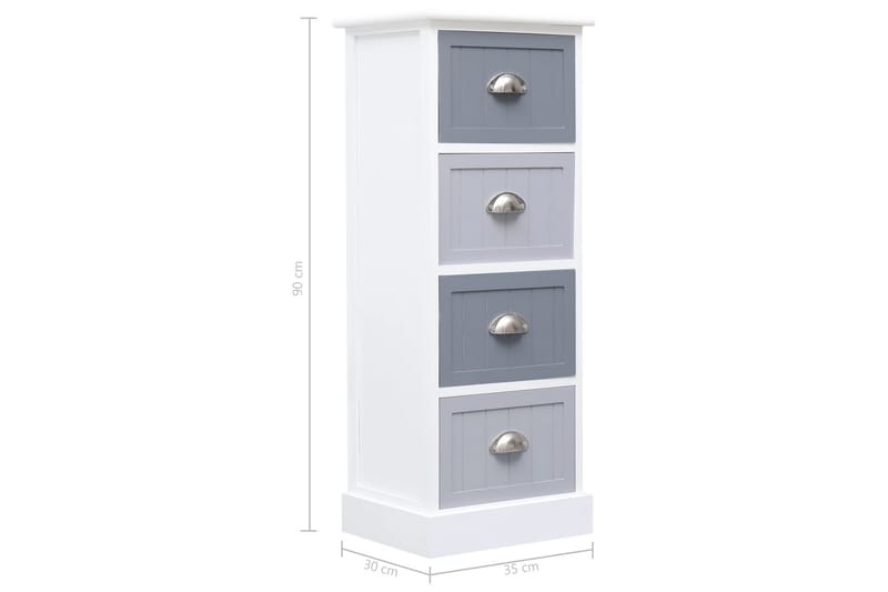 Sidoskåp 35x30x90 cm kejsarträ - Vit - Förvaring - Skåp - Förvaringsskåp