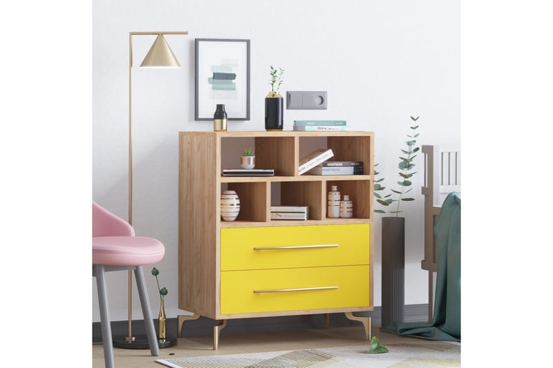 Skåpsbyrå 40x70 cm, Guld/Natur