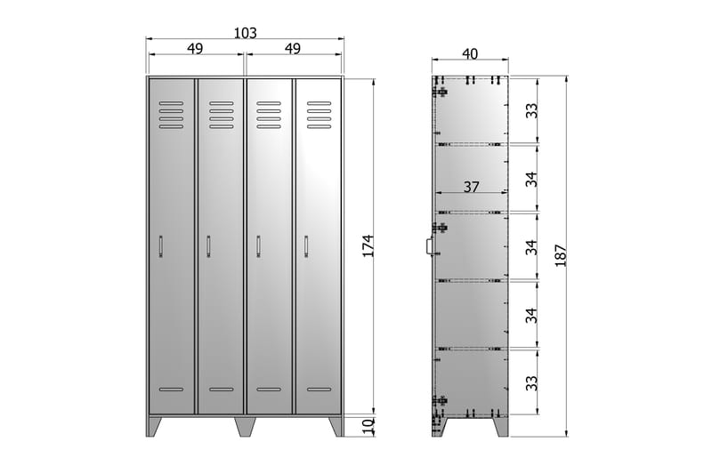 Stijn Förvaringsskåp 103x187x40 cm - Stålgrå Tall - Förvaringsskåp