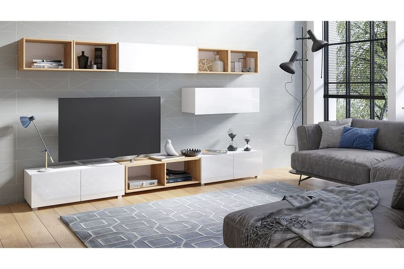 Tessan Väggenhet LED-belysning - Vit - Förvaring - Skåp - Förvaringsskåp