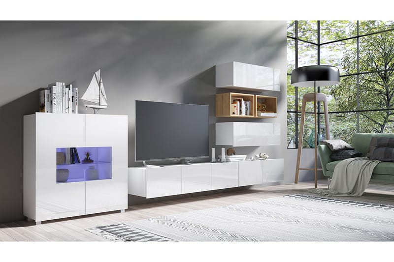 Tessan Väggenhet med Vit LED - Vit/Vit LED - Förvaring - Skåp - Förvaringsskåp