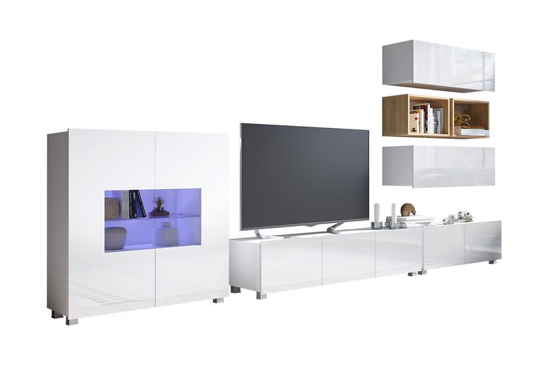Tessan Väggenhet med Vit LED - Vit/Vit LED - Förvaring - Skåp - Förvaringsskåp