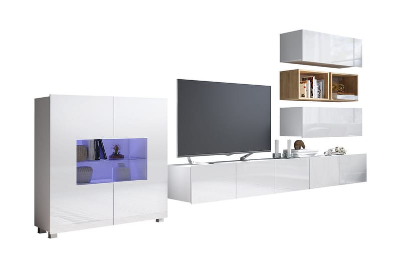 Tessan Väggenhet med Vit LED - Vit/Vit LED - Förvaring - Skåp - Förvaringsskåp