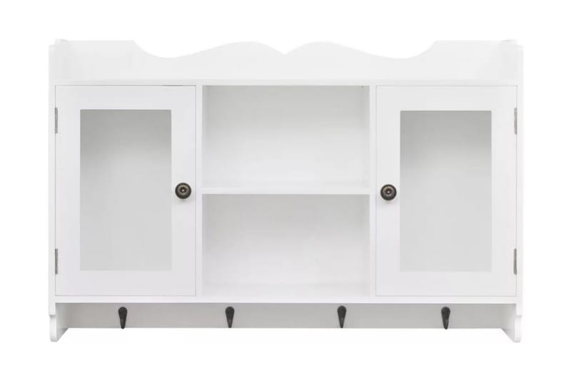 Väggskåp med glasdörrar MDF vit - Vit - Förvaring - Skåp - Förvaringsskåp