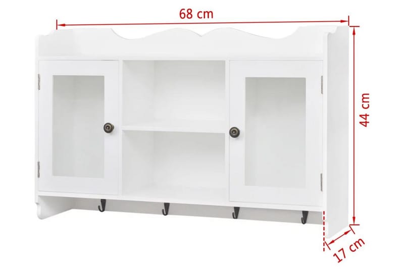 Väggskåp med glasdörrar MDF vit - Vit - Förvaring - Skåp - Förvaringsskåp