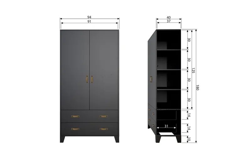 Wickam Förvaringsskåp 98x190 cm - Svart - Förvaring - Skåp - Förvaringsskåp