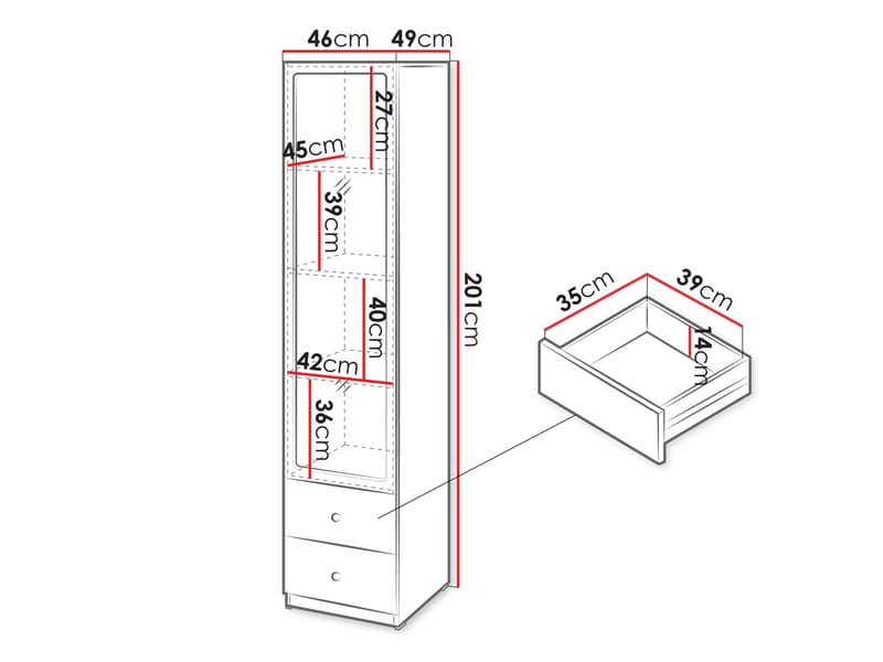Fayric Vitrinskåp 46x201 cm - Beige - Förvaring - Skåp - Vitrinskåp