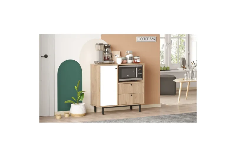 Flerfunktionsskåp Miraen Ek / Vit - Ljusbrun/Vit - Förvaring - Skåp - Förvaringsskåp