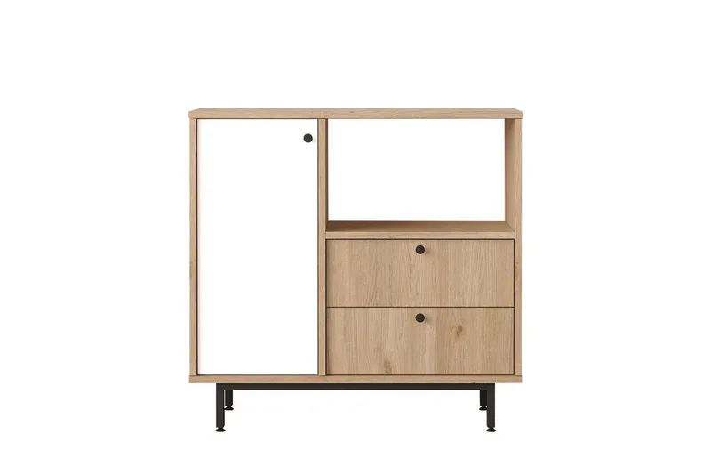 Flerfunktionsskåp Miraen Ek / Vit, Ljusbrun/Vit