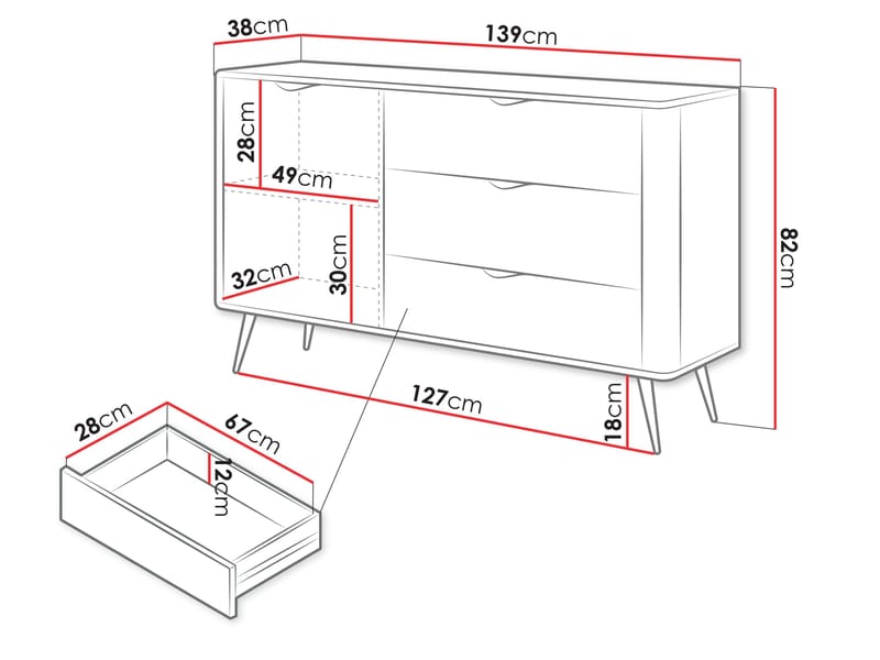 Forba Skänk 139 cm - vit - Förvaring - Skåp - Barskåp